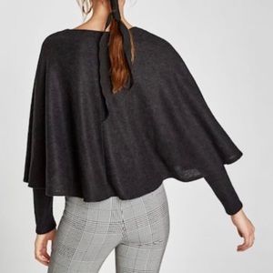 Zara Dark Gray Cape Sweater
